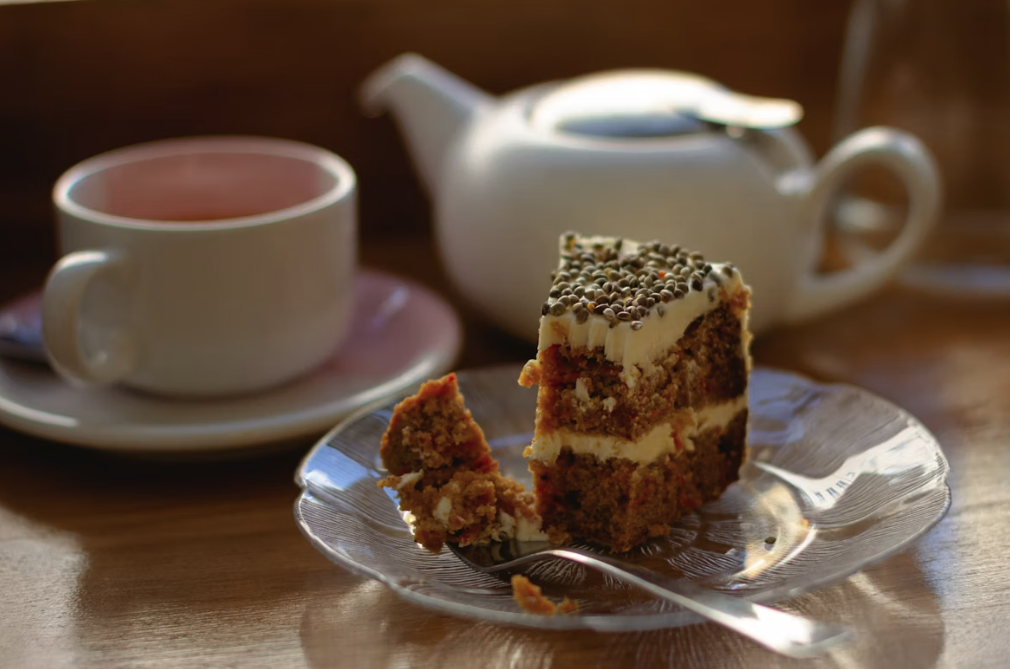 tea and cake at Quarr Abbey